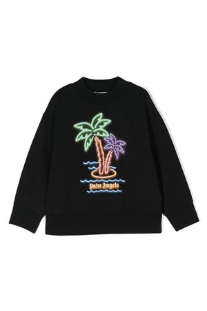 black cotton sweatshirt PALM ANGELS KIDS | PBBA001S24FLE0011051